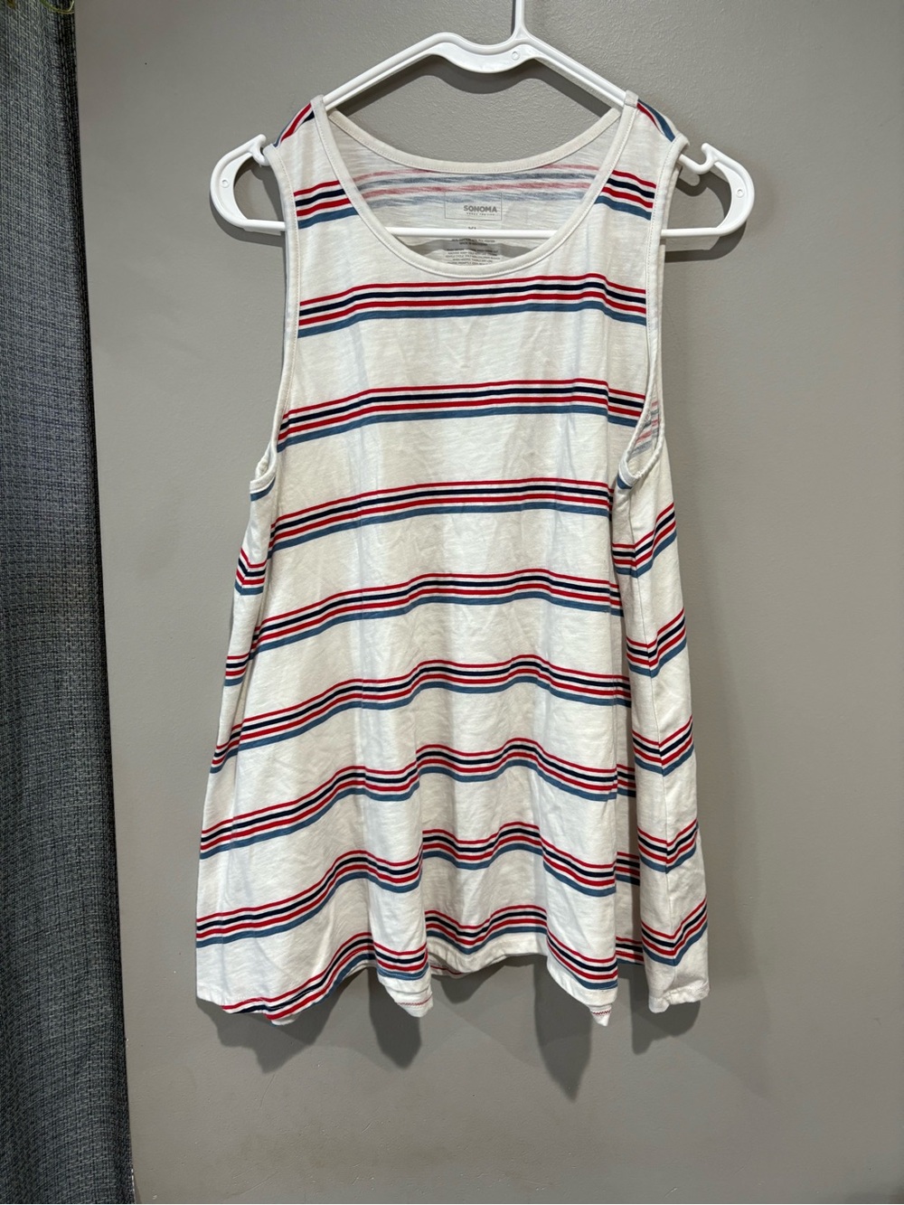 Sonoma Goods For Life Striped Swing Tank Top | Red Blue White | Size XL